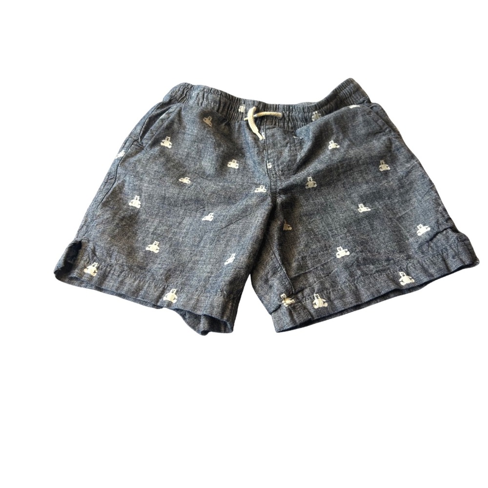 Baby GAP Boys Blue Shorts, Size 4 Years,‎ Teddy Bear Print, Elastic Waist